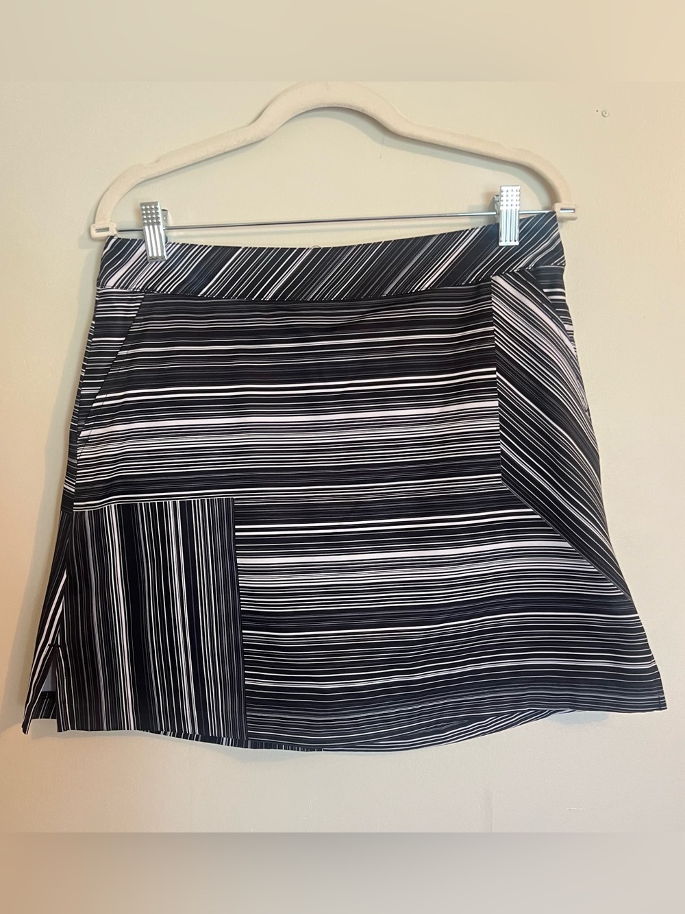 Lady Hagen Black and White Striped Mini Skirt